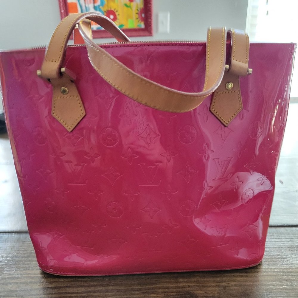 Authentic Louis Vuitton Houston Tote Vernis Leather Fuschia Pink